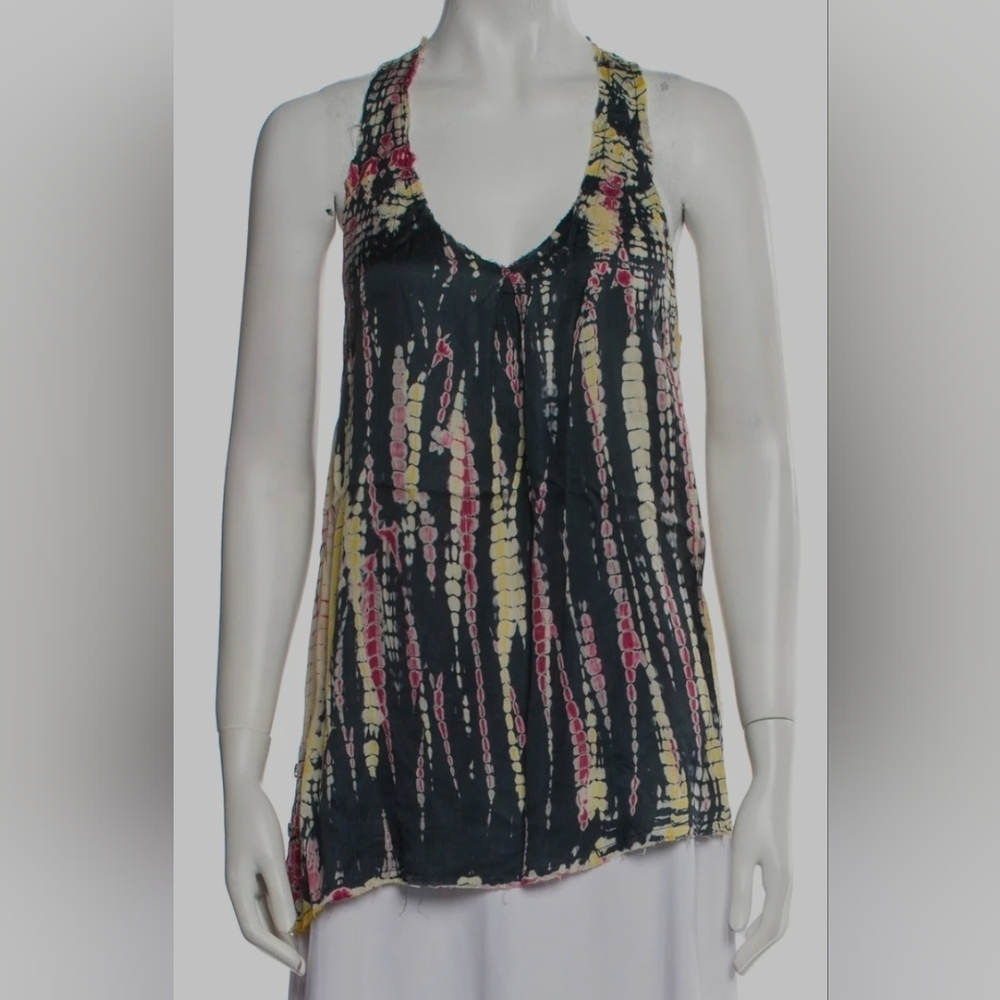 LIKE NEW Zadig & Voltaire Viscose Tank Tie Dye Skull Detail Raw Edges Small